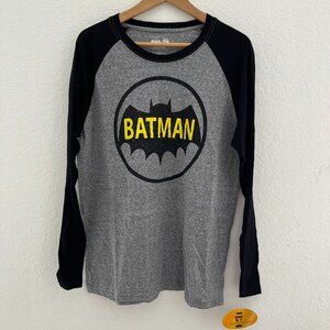 Batman logo Ranglan Long Sleeve‎ T-Shirt New